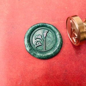 Calla lily Stamp with Wood Handle, Stamp Sealing, Wax Seal Stamp, Sealing Stamp, Flower Wax Seals Stamp
