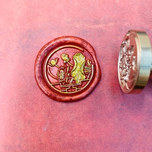 3D Lotus Wachsstempel, Geprägte Wachssiegel Stempel, Retro Siegelstempel, Wachssiegelstempel, Einladung, Geschenkverpackungs-Werkzeug