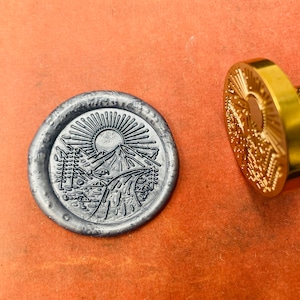 Sunrise Wax Stamp, Wax Seal Stamp, Retro Stamps With Handle, Wax Sealing Stamp, Invitation Supplies, Gift Wrapping Tools