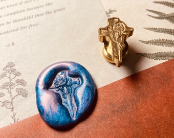 3D Rose&cross Wax Stamp, Wax Seal Stamp, Retro Stamps With Handle, Rose Wax Seal Stamp, Invitation Supplies, Gift Wrapping Tools