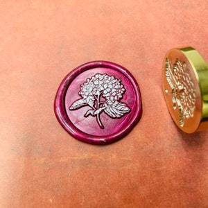 Hydrangea Stamp Head with Wood Handle, Stamp Sealing, Wax Seal Stamp, Sealing Stamp, Wax Seals Stamp
