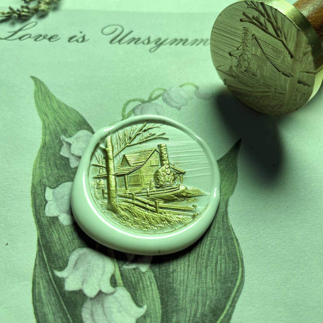 Riverside Cabin Wax Seal Stamp, 3D Embossed Wax Stamp, Cabin Wax Stamp