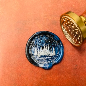 Winterbos lakstempel, lakzegelstempel, retro postzegels met handvat, lakzegelstempel, benodigdheden voor uitnodigingen, gereedschap voor cadeauverpakking