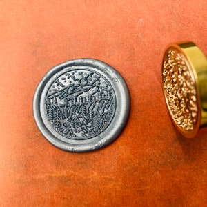Cabin in the Mountains Stamp Head with Wood Handle, Stamp Sealing, Wax Seal Stamp, Sealing Stamp, Wax Seals Stamp