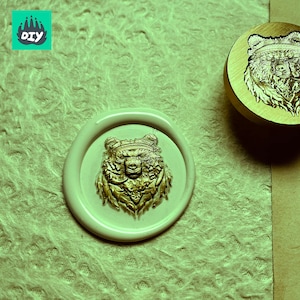 Sello de cera con cabeza de oso en 3D, sello de cera en relieve, sellos retro nórdicos, sello de cera, invitación, herramientas para envolver regalos