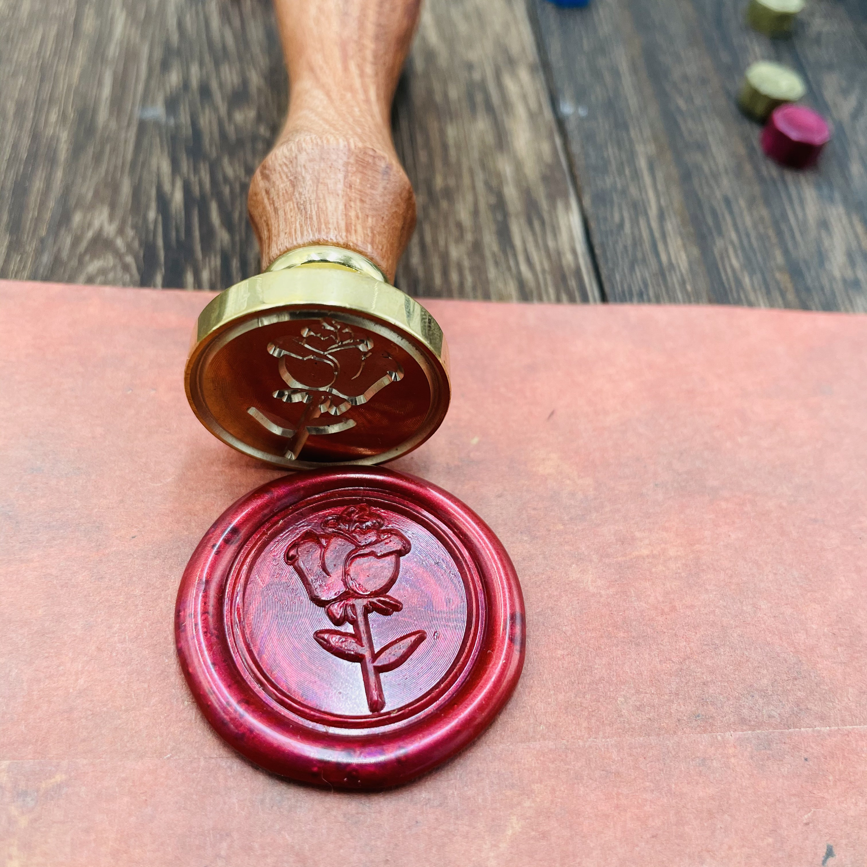 Roses Wax Stamp Wax Seal Stamp Retro Stamps With Handle Etsy