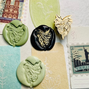 Timbro di cera Rose&Dragon, timbro con sigillo di ceralacca in rilievo 3D, francobolli retrò con manico, kit timbro sigillo di cera, timbro di ceralacca, sigillo di cera