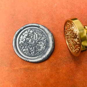 Coconut Tree&Mountains Wax Stamp, Wax Seal Stamp, Retro Stamps With Handle, Wax Sealing Stamp, Invitation Supplies, Gift Wrapping Tools