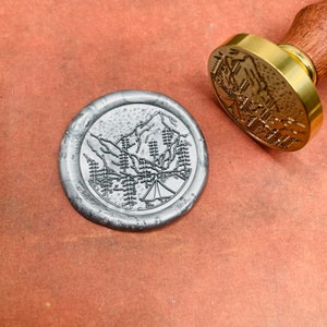 Campingwasstempel, lakzegelstempel, retro stempels met handvat, lakzegelstempel, uitnodigingsbenodigdheden, gereedschap voor cadeauverpakking