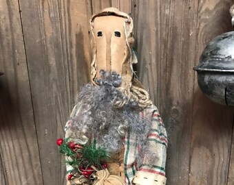 Handmade Primitive Santa Shelf Sitter