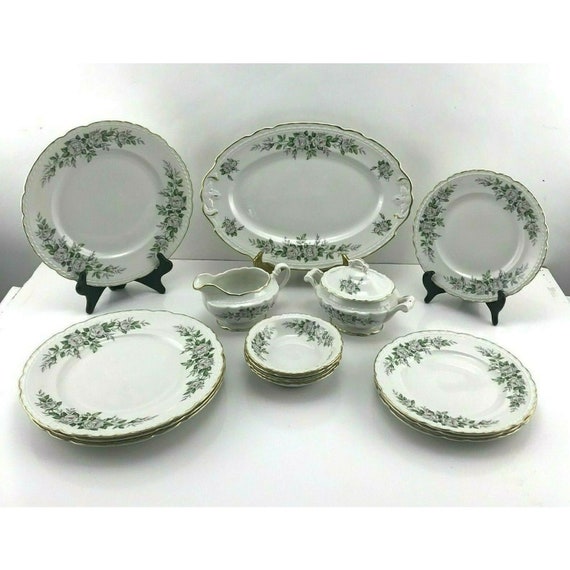 Arcadian Prestige Fine China Mount Vernon White Rose 16 Piece Setting EUC Etsy UK