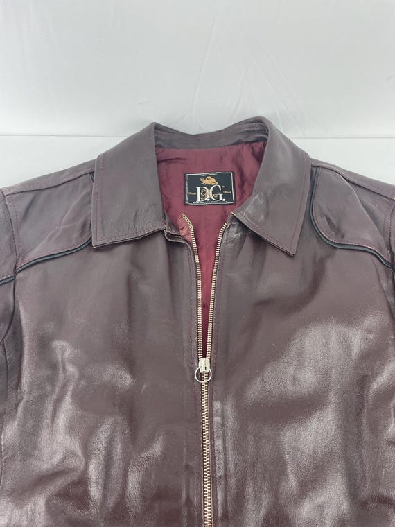 Rare Vintage 90s D.G. Furs Retro Style Sports Leather Jacket Rare Vintage 90s D.G. Furs Retro Style Sports Leather Jacket