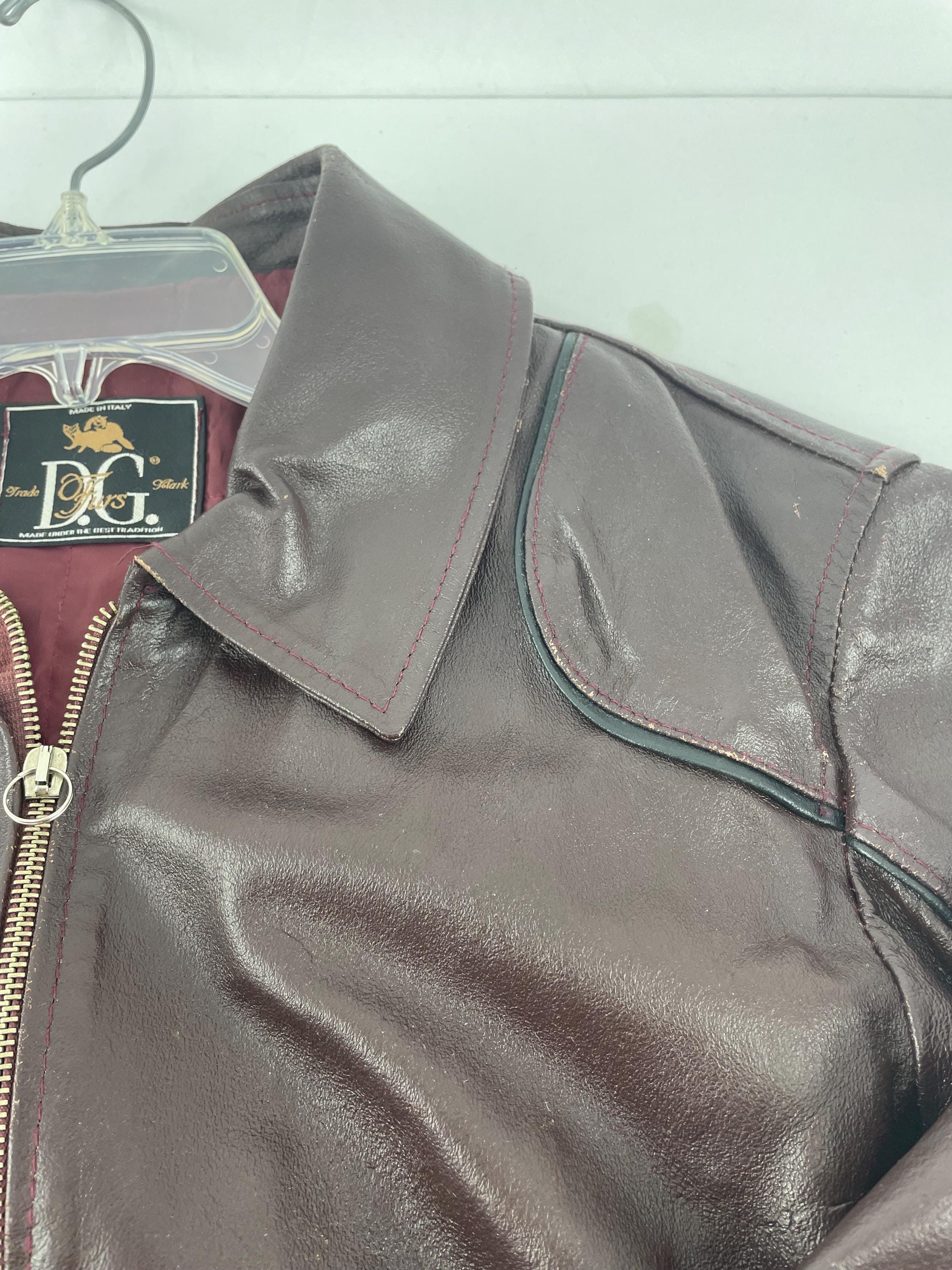 Rare Vintage 90s D.G. Furs Retro Style Sports Leather Jacket Rare Vintage 90s D.G. Furs Retro Style Sports Leather Jacket