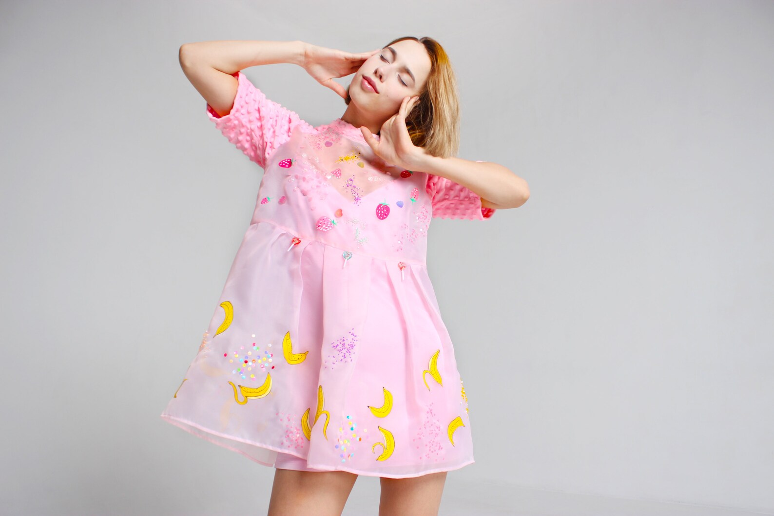 Pink Dress Pastel Dress Party Dress Fruit Dress Etsy