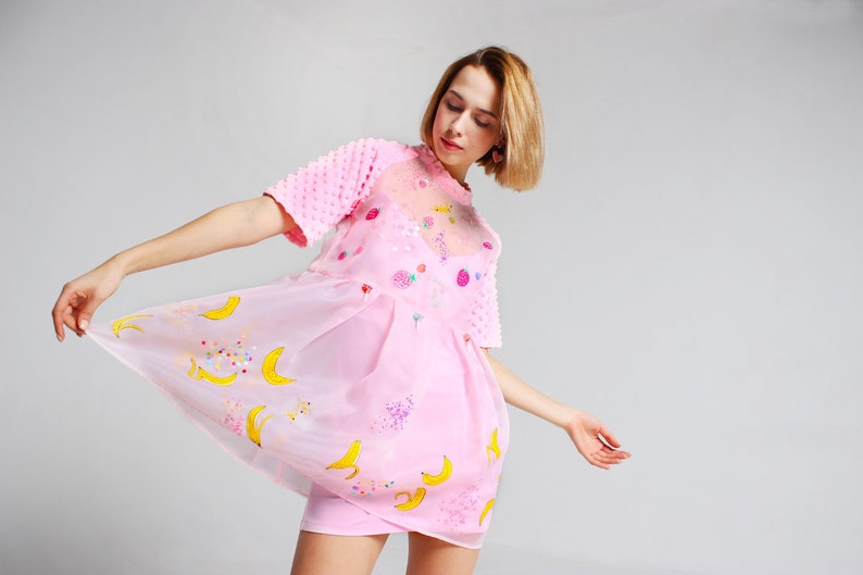 Pink Dress Pastel Dress Party Dress Fruit Dress Etsy