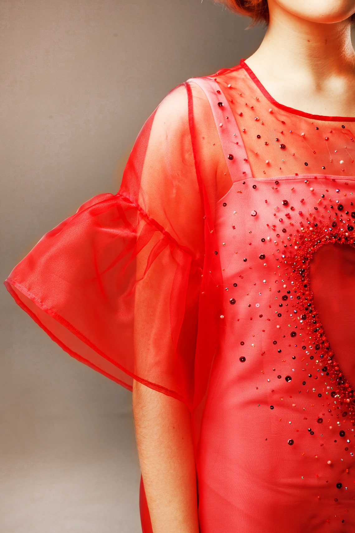 Heart Dress Valentines Dress Red Dress Organza Dress - Etsy Singapore