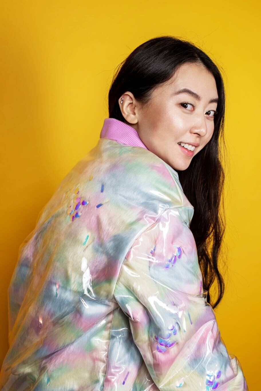 Fur Coat Colorful Pastel Jacket Plastic Jacket Harajuku Etsy