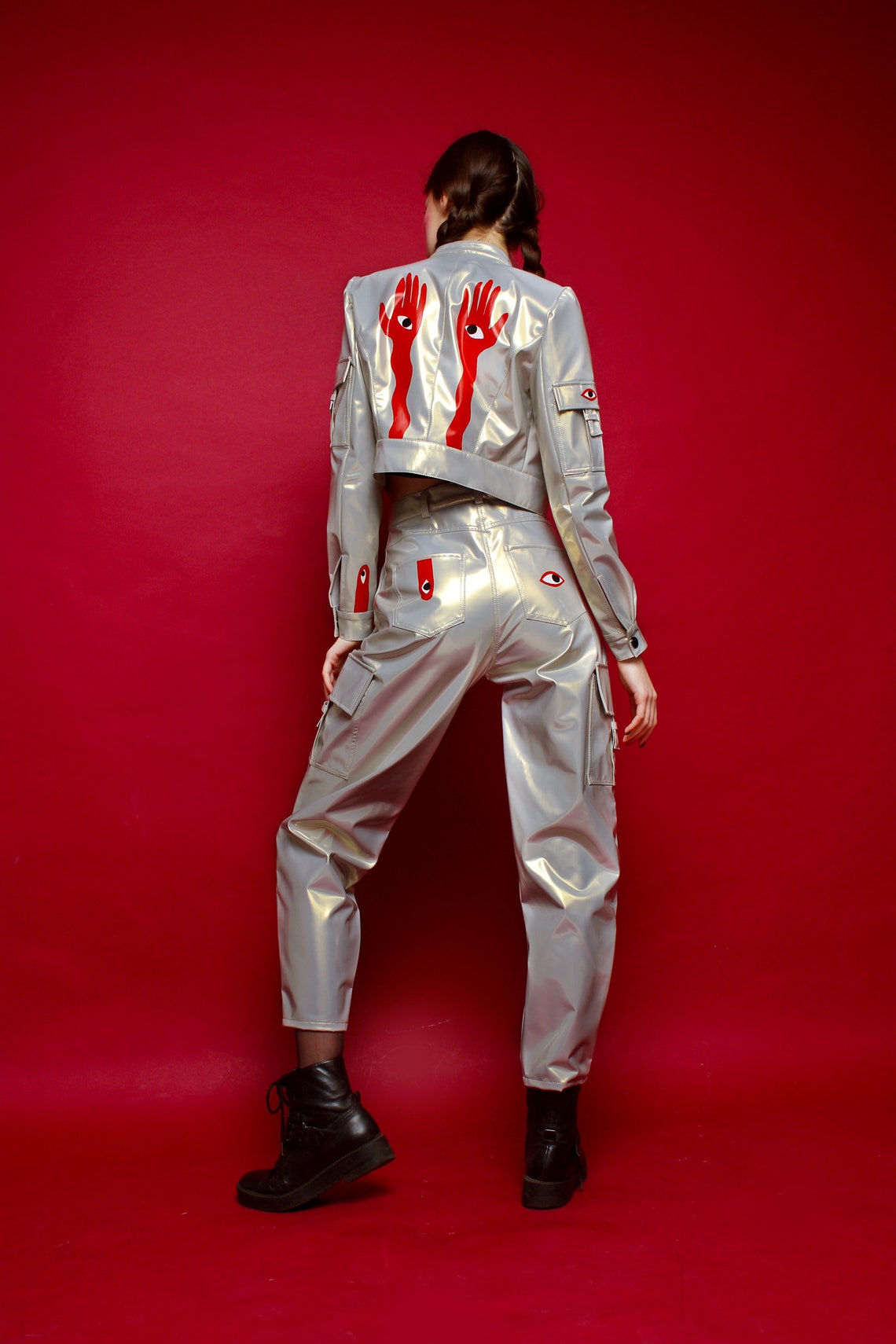 Leather Suit Metallic Suit Women Suit Etsy