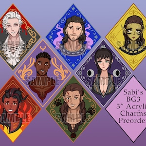 Baldur&#39;s Gate 3 Acrylic Double-sided Companion Charms Keychains Accessories
