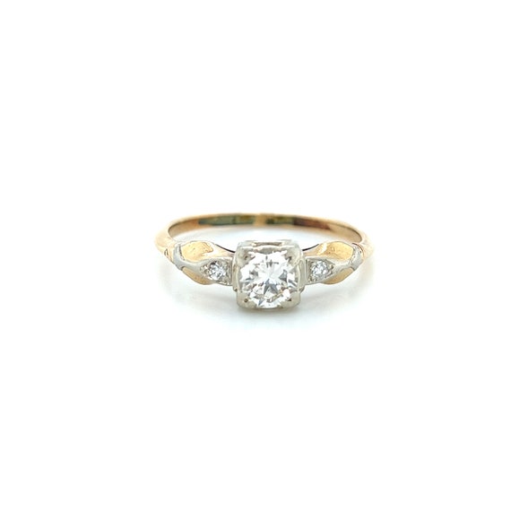Vintage 14K Two-Tone Gold .41ct Transitional Cut … - image 6
