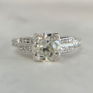 Platinum Art Deco 1.25ct Old European Cut Diamond Solitaire Engagement Ring