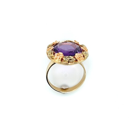 Large 14K Tri-Color Green Gold Oval Cut Amethyst … - image 7