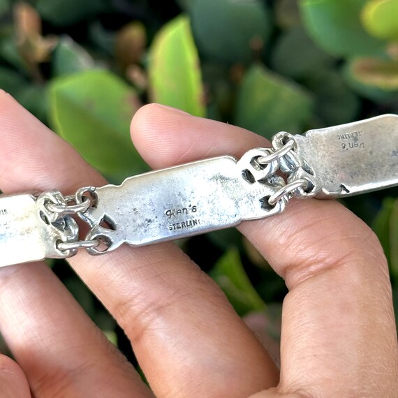 Vintage 925 Sterling Silver Ken's Mother of Pearl Station Toggle