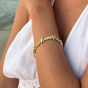 Cubic Zirconia Diamond Bracelet, 18k Gold Plated Bracelets, Unique Gift for Her, Matching Necklace and Bracelet Set, Stacking Jewellery