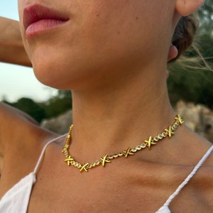 Gemma Owen XO Necklace, 18k Gold Plated Collar Necklaces, Cubic Zirconia Bracelet, Simulated Diamond Jewellery Set
