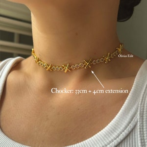 Gemma Owen XO Necklace, 18k Gold Plated Collar Necklaces, Cubic Zirconia Bracelet, Simulated Diamond Jewellery Set