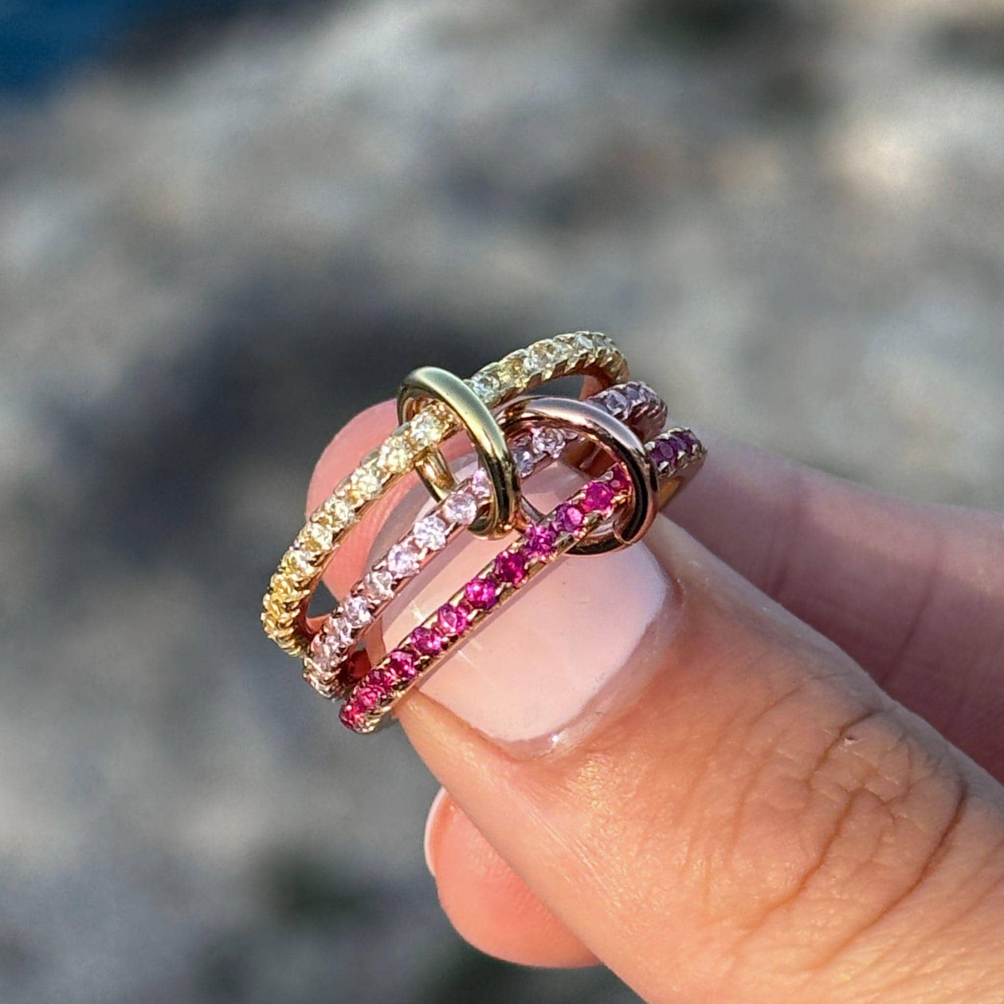 Pink Spinel Ring: Gold Plated Diamond Twist, Stacking Jewelry - Etsy