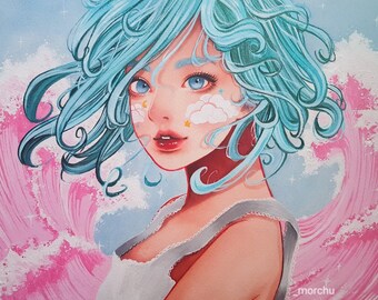Pink Waves- Original Watercolor Painting