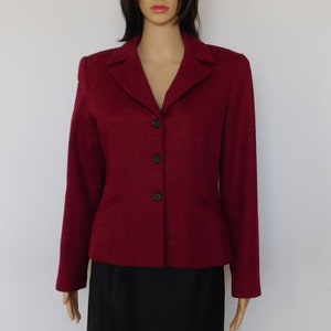 Business blazer/jacket-single breasted-80&#39;s Casual Corner vintage-Size 6-red-fully lined-wool blend-fitted waist-professional-career-office