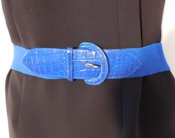 Vintage Royal Blue Belt W Gold Button Detail | Ladies Vegan  display picture 2