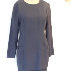 Little black dress-long sleeves-modest-Size 4-corpcore-office wear-career wear-professional-classic style-peplum-Carol Horn Workshop-80's