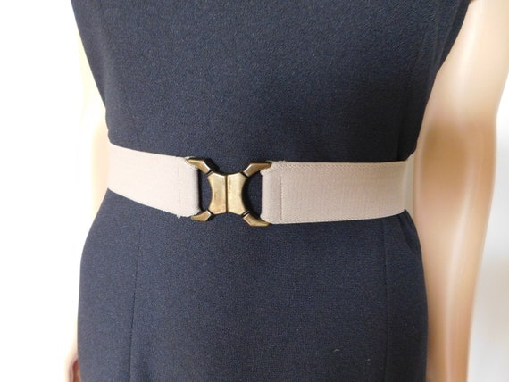 Tan Elastic Vintage Belt With Unique 