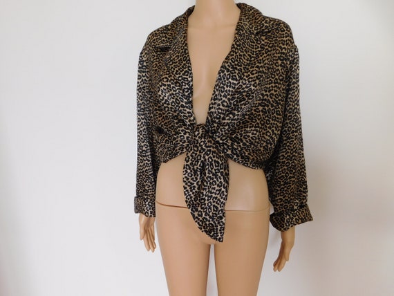 Animal print-Leopard print top-silky soft-tie in … - image 4