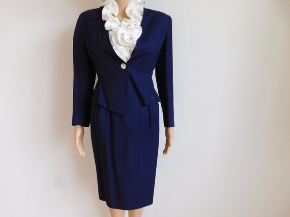 Hour Glass Blazer Business Suit Seville Petites size 4 pencil Skirt fitted Waist fully Linedpower Suit skirt Suit navy Blue Spring Suit Etsy Canada