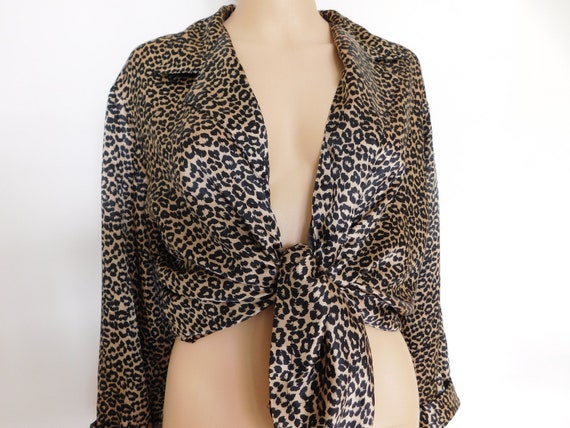 Animal print-Leopard print top-silky soft-tie in … - image 1