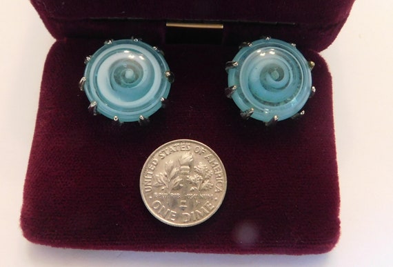 Antique swirled glass earrings-unique-very pretty… - image 1
