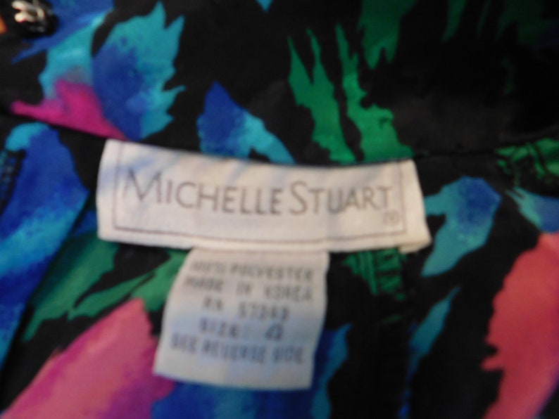 Vintage 80/'s Michelle Stuart secretary blouse-Great above the keyboard look-Vibrant colors-silky material-machine washable-long sleeves