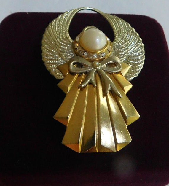 Art deco guardian angel brooch-large-great for coa
