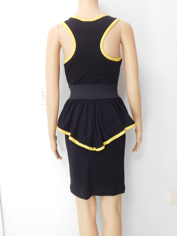 Little black dress-detachable peplum-scoop neck-y… - image 2