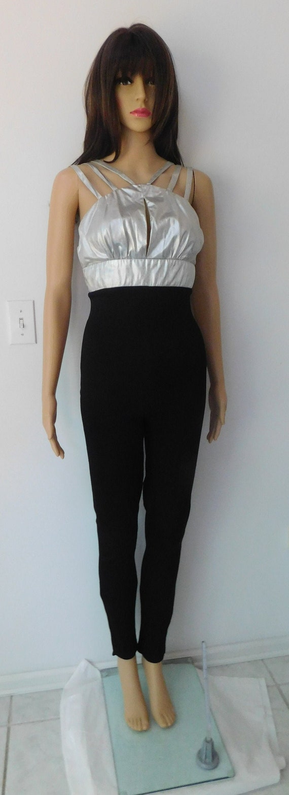 Metallic jumpsuit-showstopper-silver lame & black-