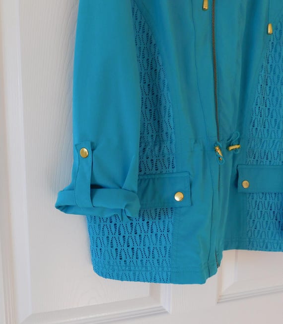Ruby Rd Blue Zip-Up Jacket: Petite Large, Drawstr… - image 6