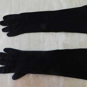 Vintage Black Fabric Gloves: 1940s Formal Evening Gloves, Size 6 1/2