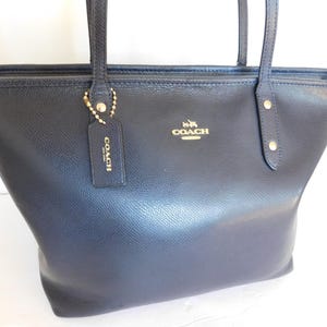 Vintage Navy Blue Coach Tote - Etsy