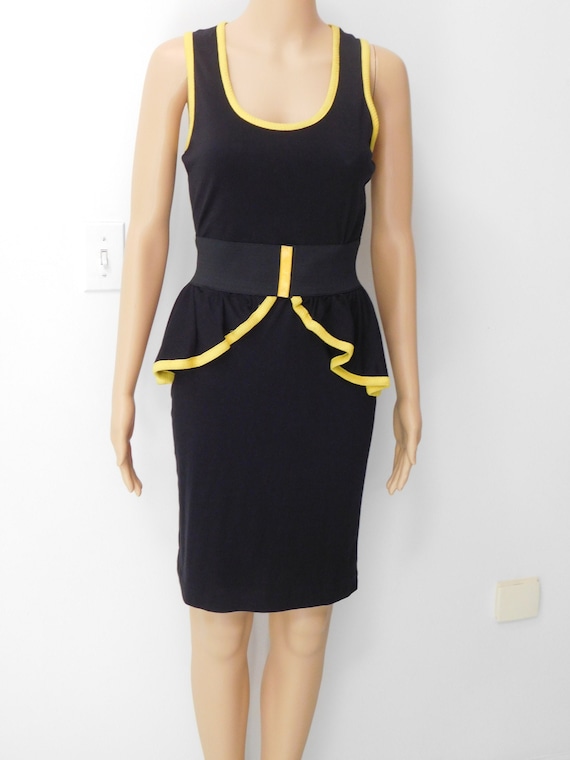 Little black dress-detachable peplum-scoop neck-y… - image 1