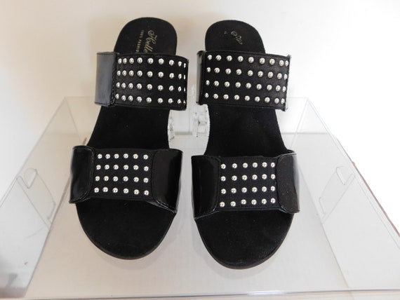 Black patent leather kitten heel sandals-mules-sl… - image 2