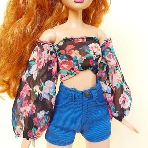 Doll Clothes - Top for Dolls, Red Doll Blouse - 1/6 Scale Handmade Doll Fashion